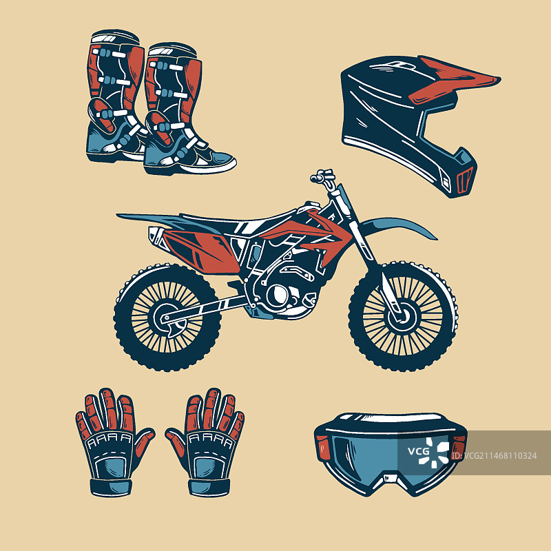 复古摩托车越野元素设计图片素材
