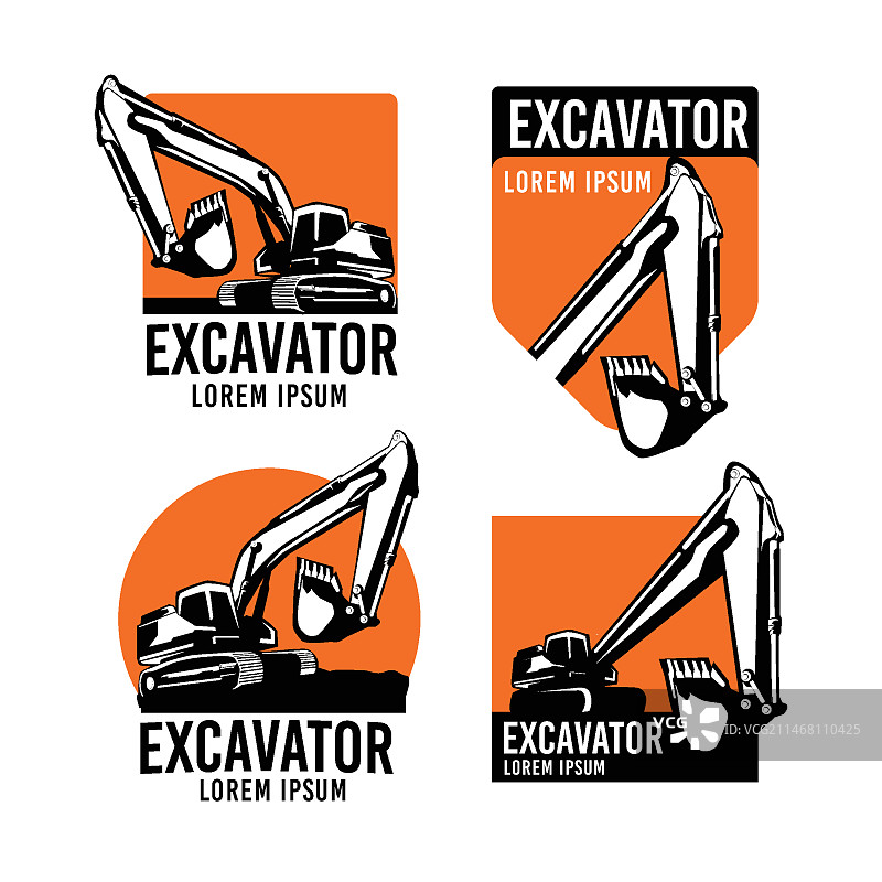 挖掘机与建筑标志合集图片素材