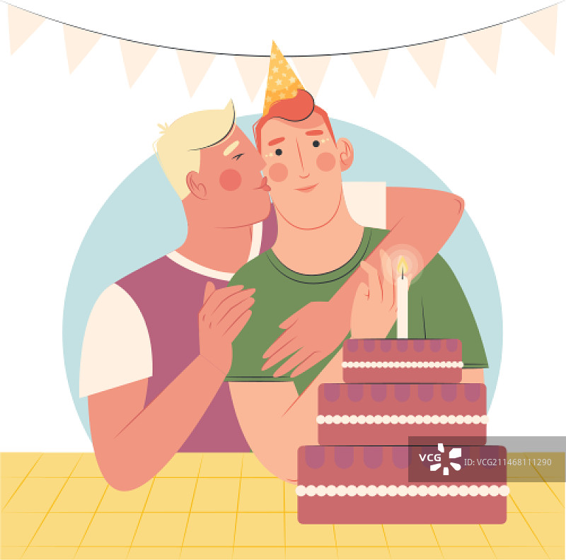 手绘生日男士插画图片素材