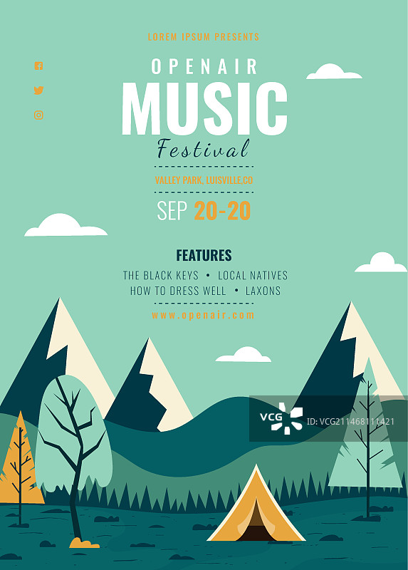 露天音乐节海报模板图片素材