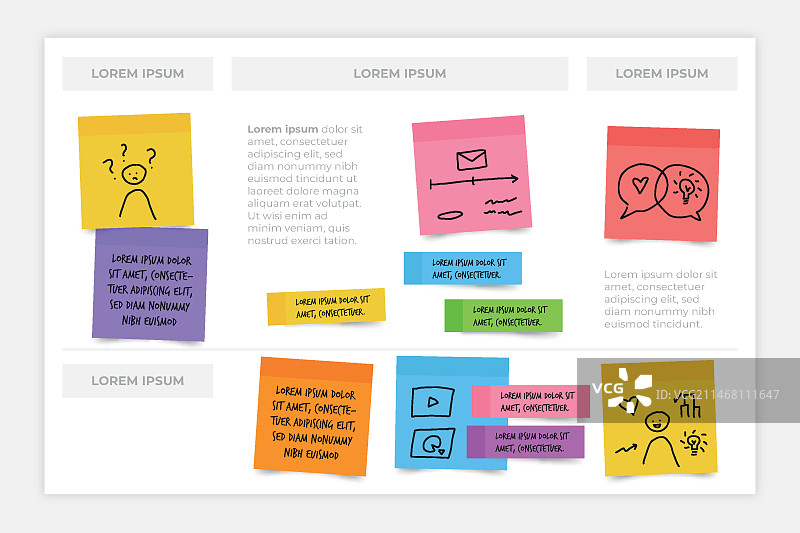 扁平风格的便签板信息图图片素材