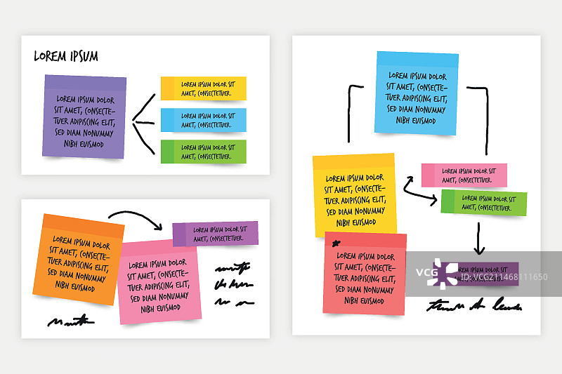 扁平风格的便签板信息图图片素材
