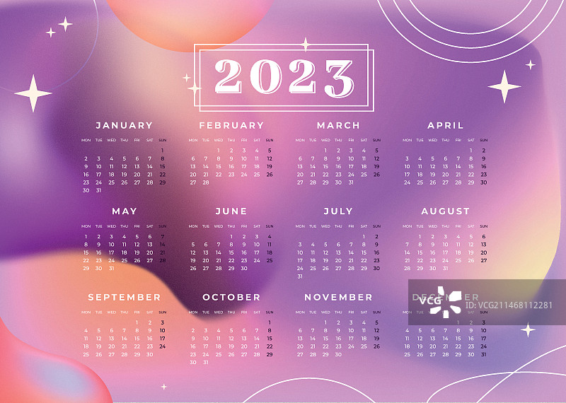 2023新年日历渐变模板图片素材