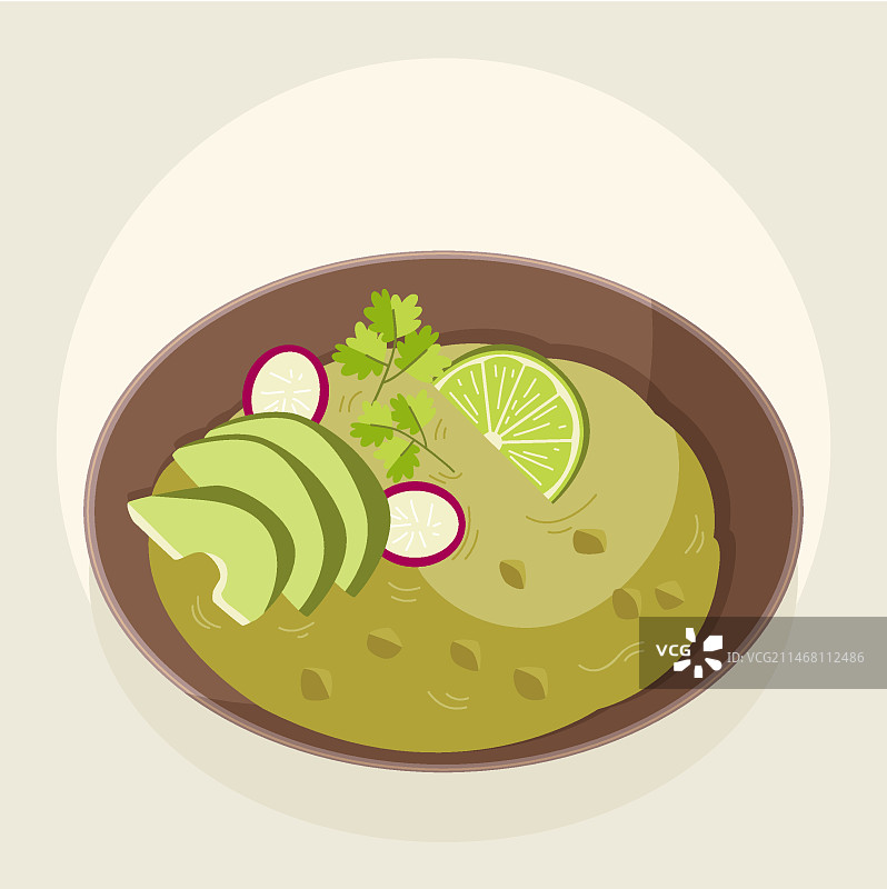 手绘美味波佐莱汤插画图片素材