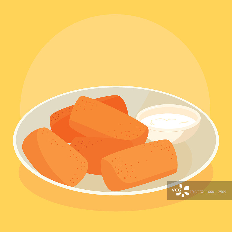 手绘美味炸丸子插画图片素材