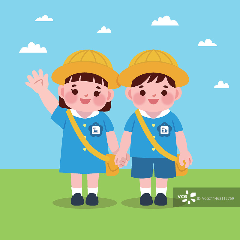 手绘日本学生制服儿童图片素材