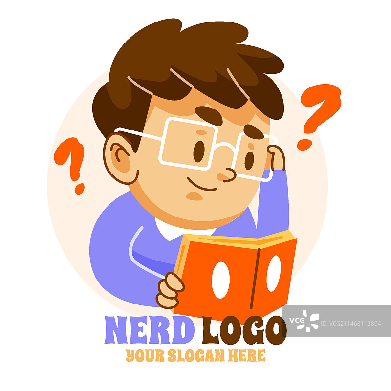 扁平风格创意书呆子Logo模板图片素材