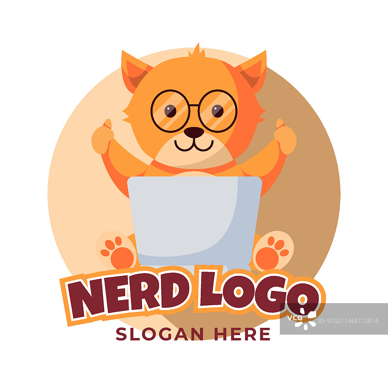 扁平风格创意书呆子Logo模板图片素材