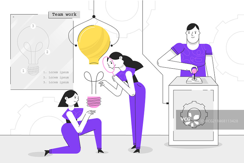 手绘扁平风格团队合作概念图片素材