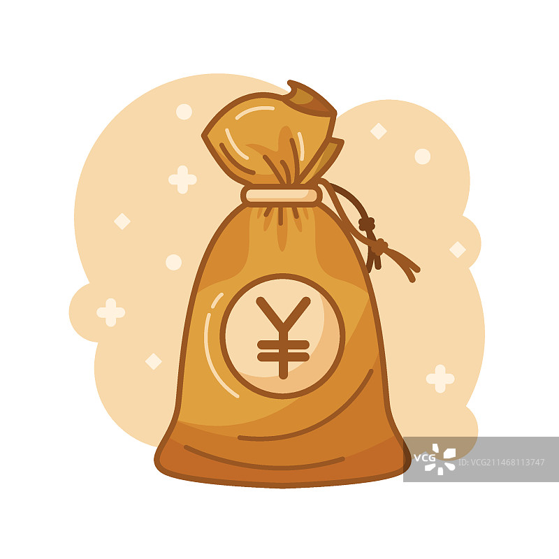 装满日元的钱袋图片素材