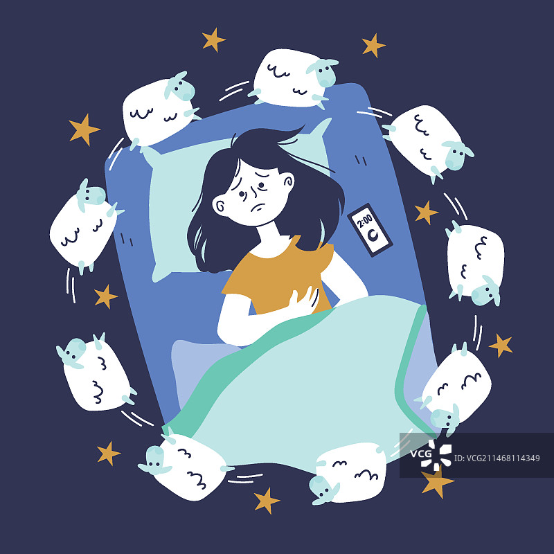 失眠概念插图图片素材