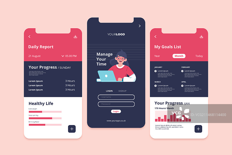 目标与习惯追踪App图片素材