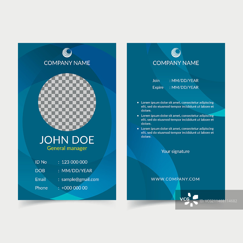 带照片的抽象蓝色身份卡图片素材