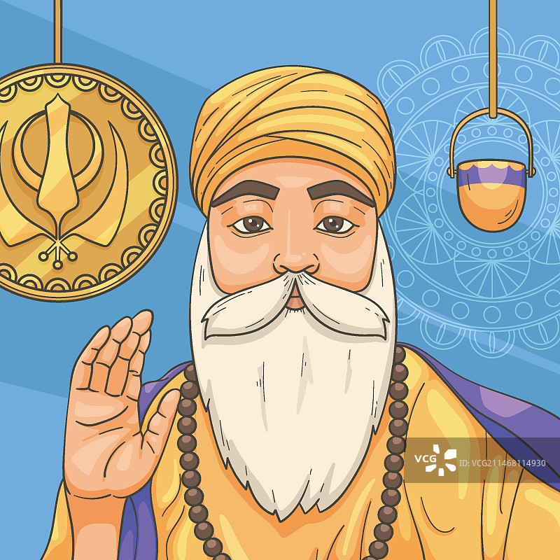 手绘古鲁那纳克Gurpurab插画图片素材