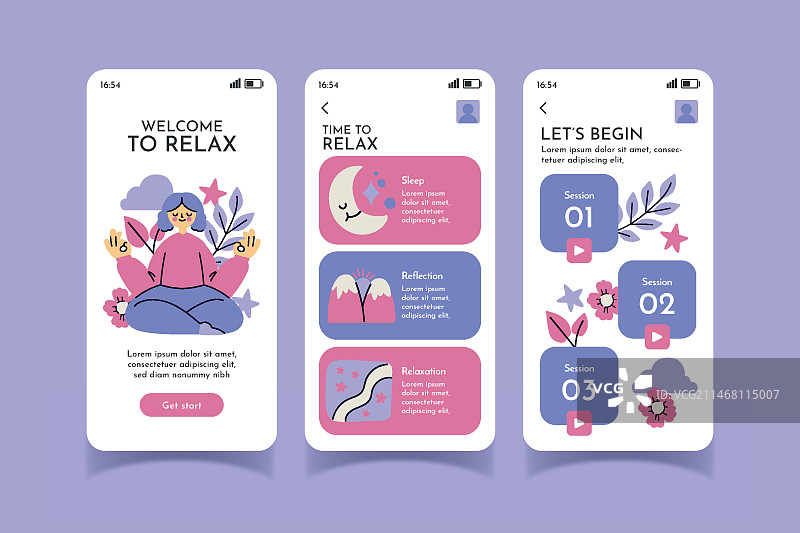 冥想App界面概念图片素材