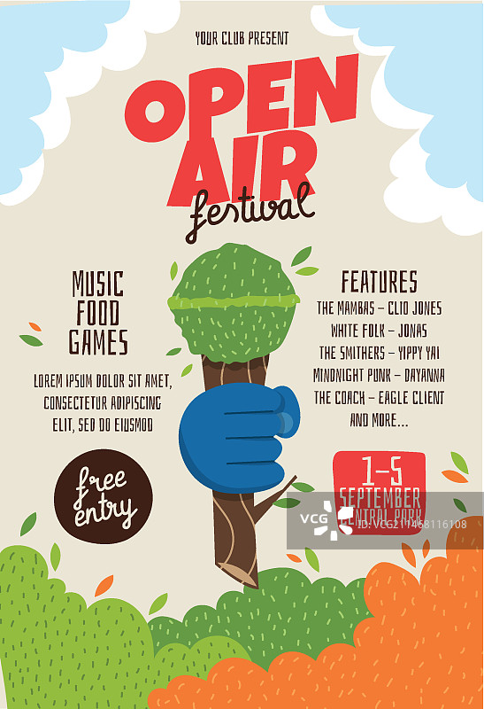 露天音乐节海报模板图片素材