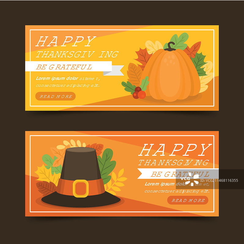 扁平风格感恩节banner模板图片素材