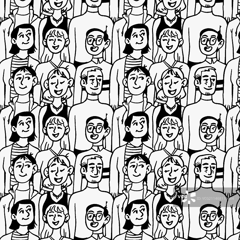 手绘人群图案图片素材