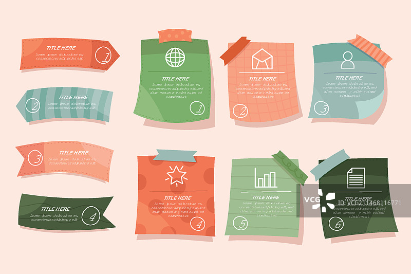 手绘便签板信息图图片素材