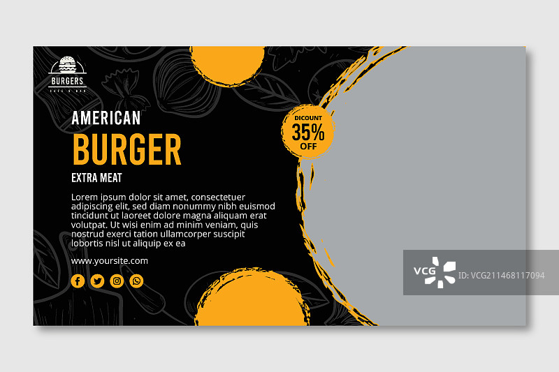 美式食物banner模板图片素材