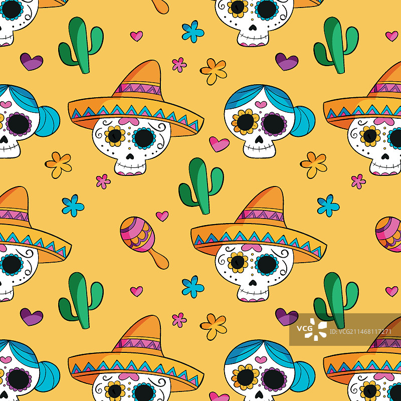 手绘亡灵节图案图片素材