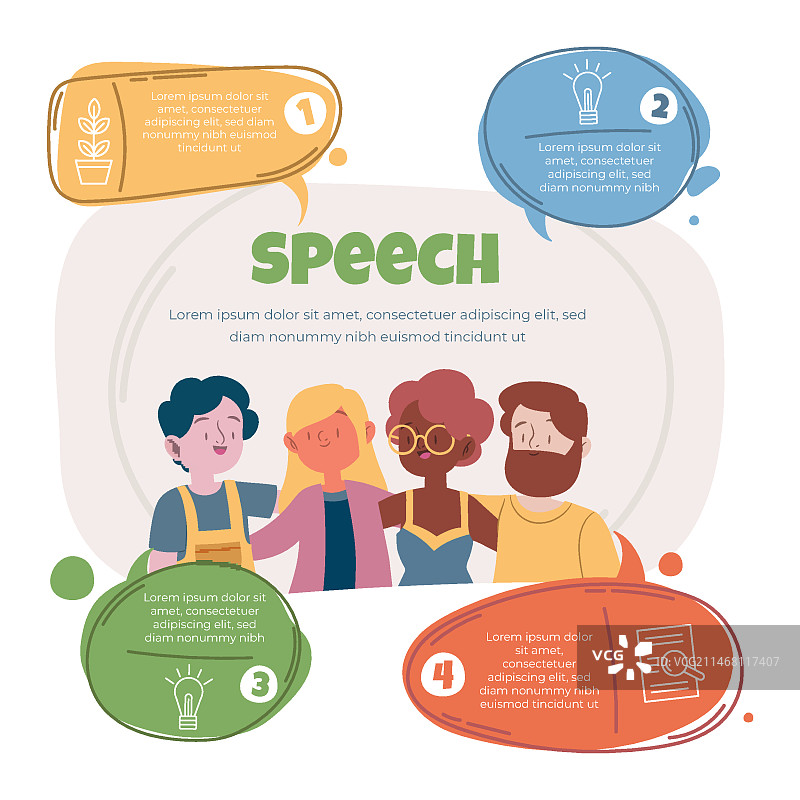 手绘风格的语言治疗插图图片素材