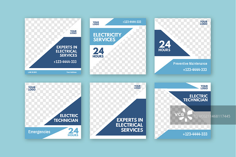 电工广告Instagram帖子合集图片素材