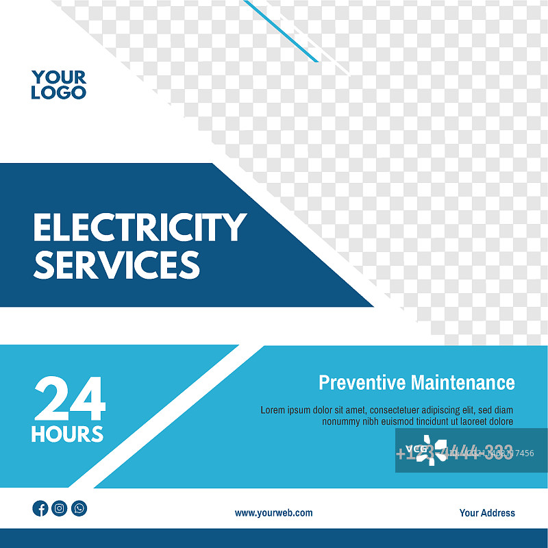 电工广告方形宣传单模板图片素材