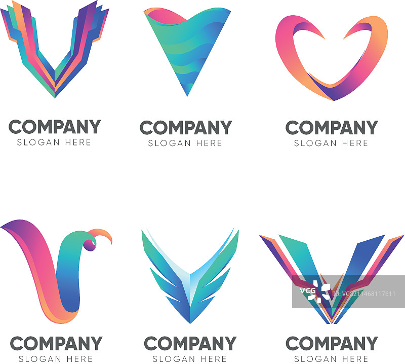 渐变公司大写字母V标志图片素材