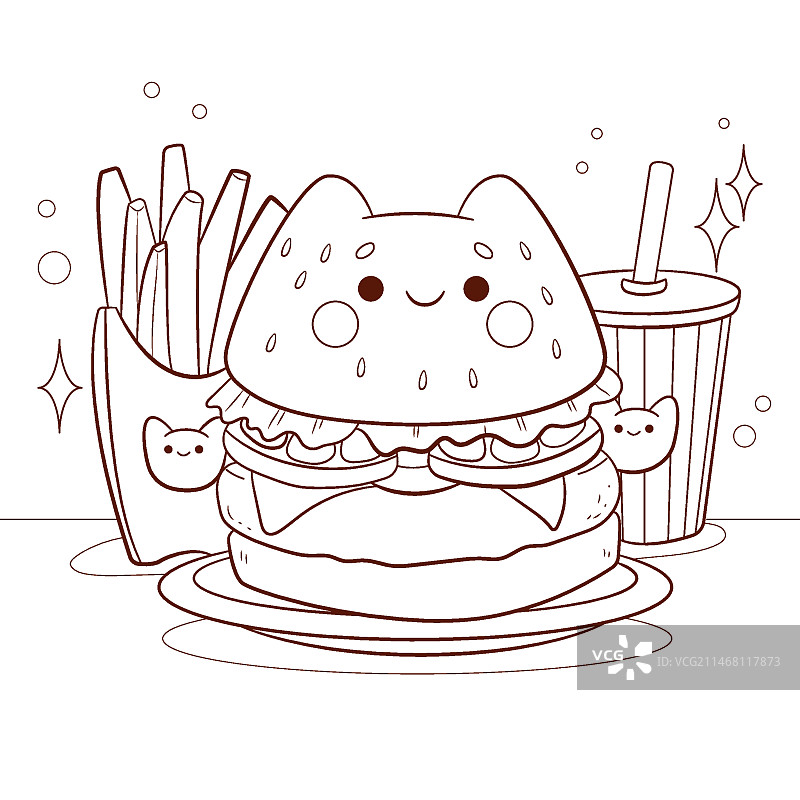 手绘可爱风涂色书图片素材