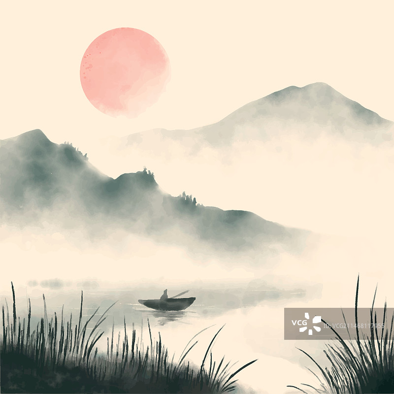 水彩中国风插画图片素材