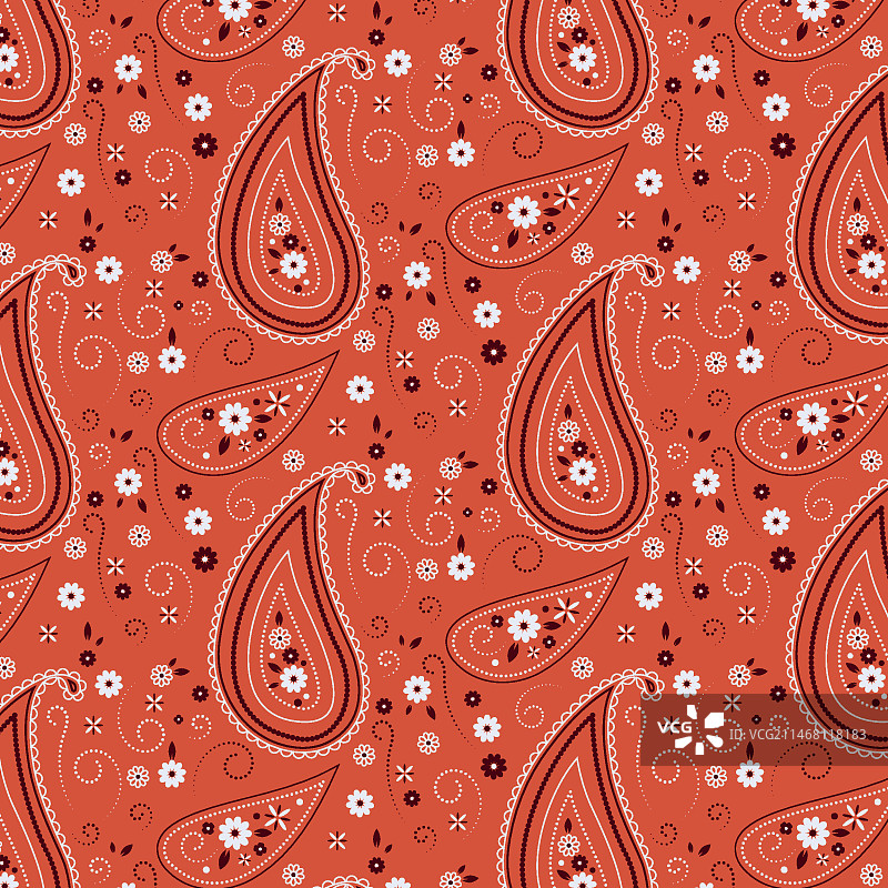 佩斯利红色头巾图案模板图片素材