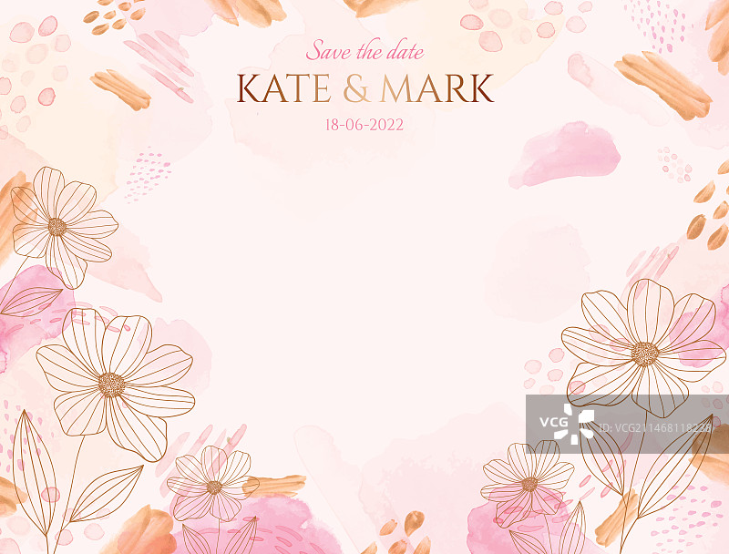 水彩手绘婚礼照片墙图片素材