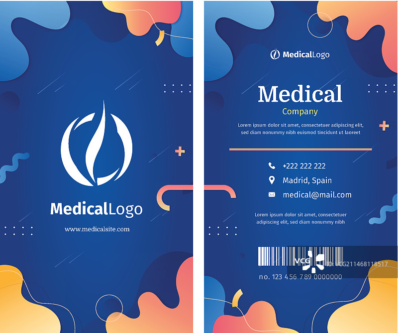 渐变医疗竖版名片模板图片素材