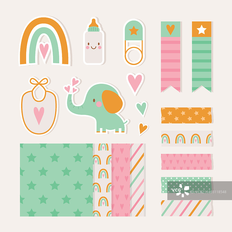 婴儿派对手工剪贴簿套装图片素材