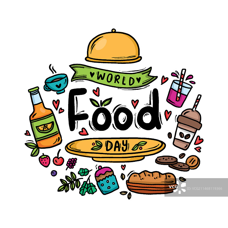 手绘世界粮食日概念图片素材