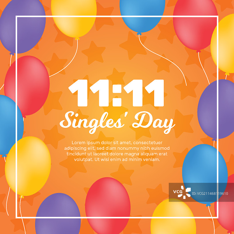 彩色气球光棍节概念图片素材