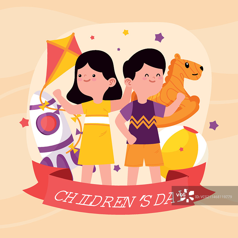 手绘世界儿童日概念图片素材