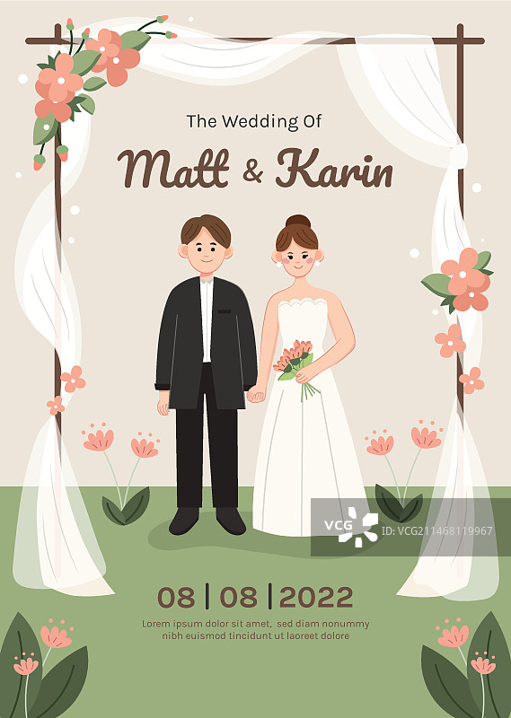 手绘花卉婚礼海报图片素材