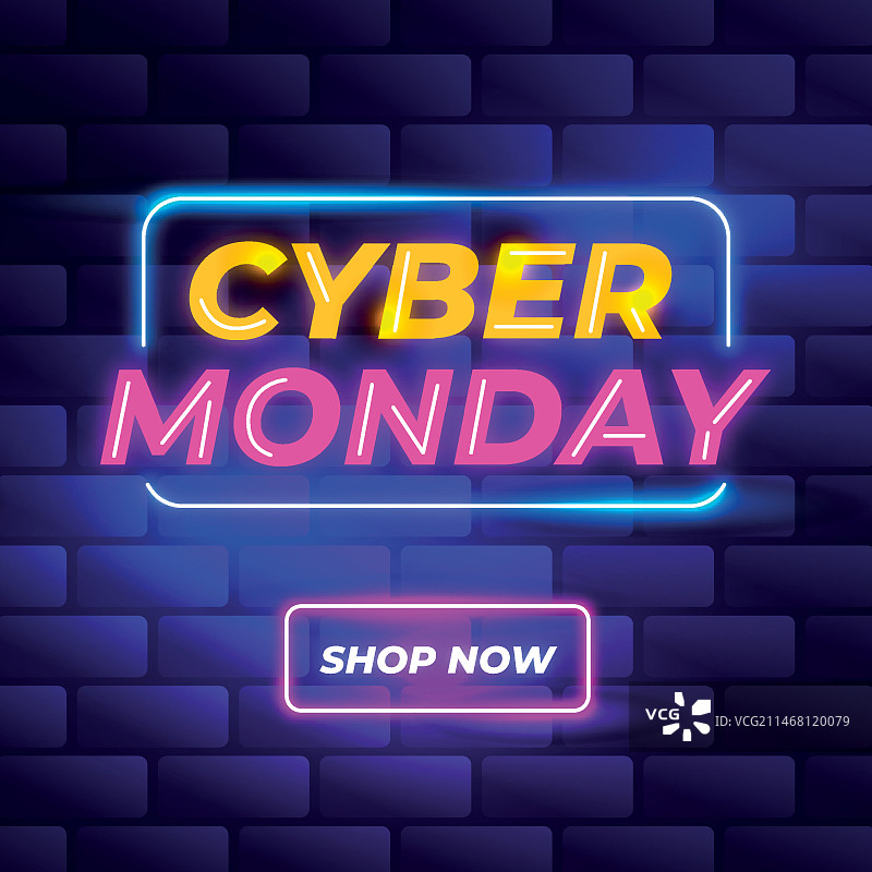 霓虹网络星期一概念图片素材