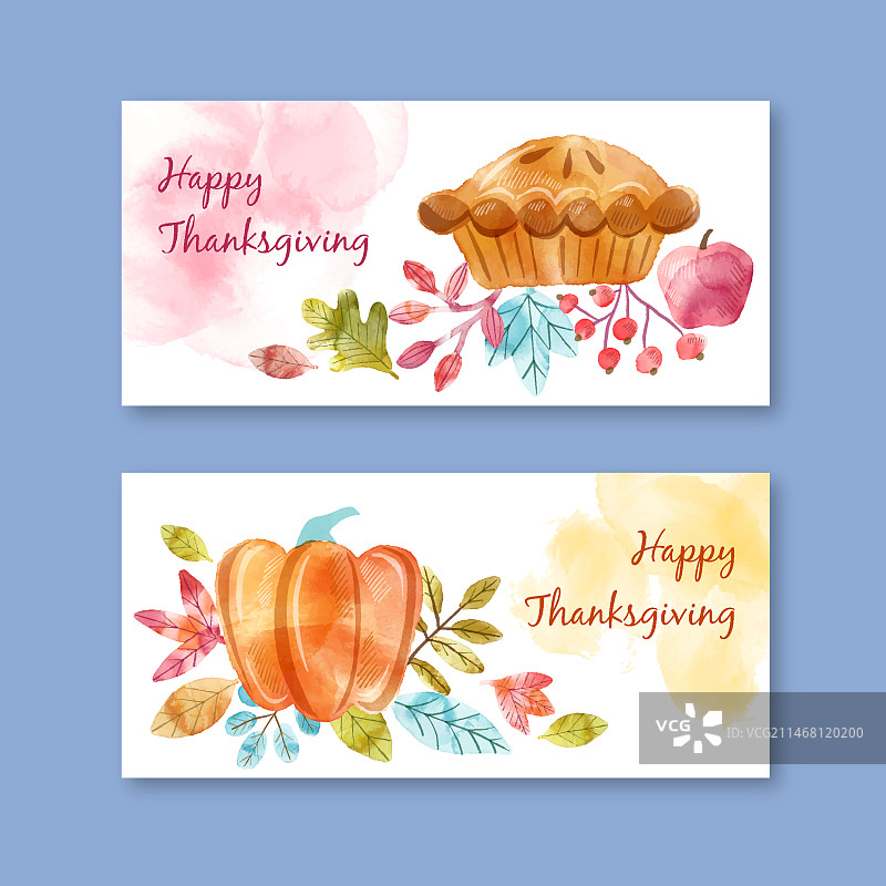 水彩感恩节banner模板图片素材