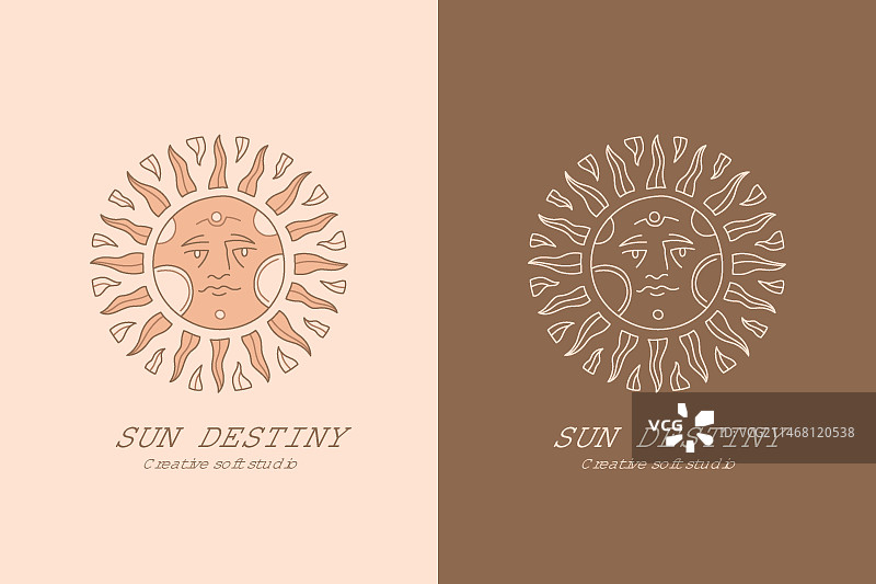 手绘波西米亚风太阳标志图片素材