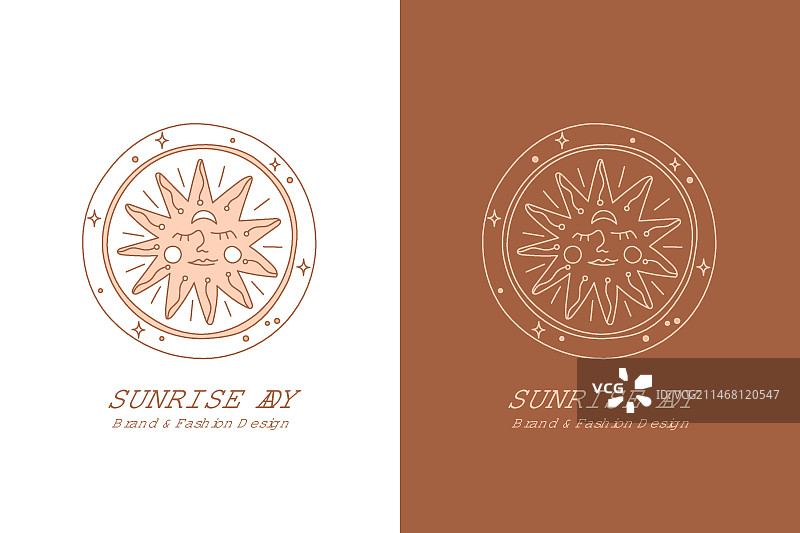 手绘波西米亚风太阳标志图片素材