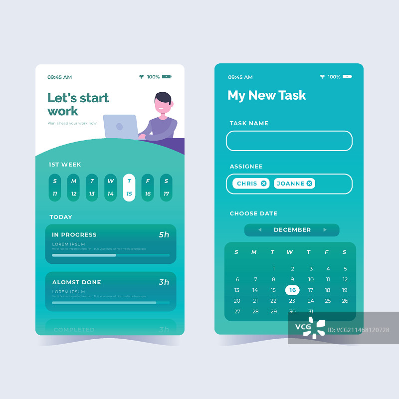 扁平风格任务管理应用合集图片素材