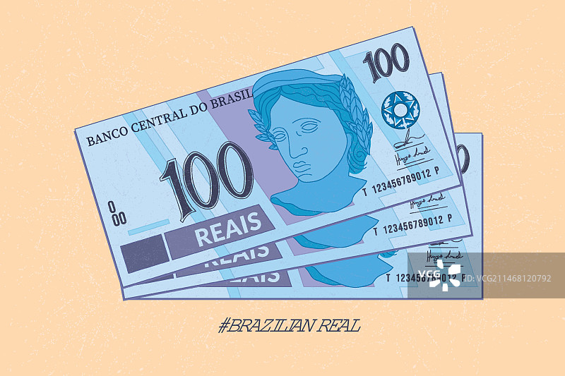 手绘巴西雷亚尔插图图片素材