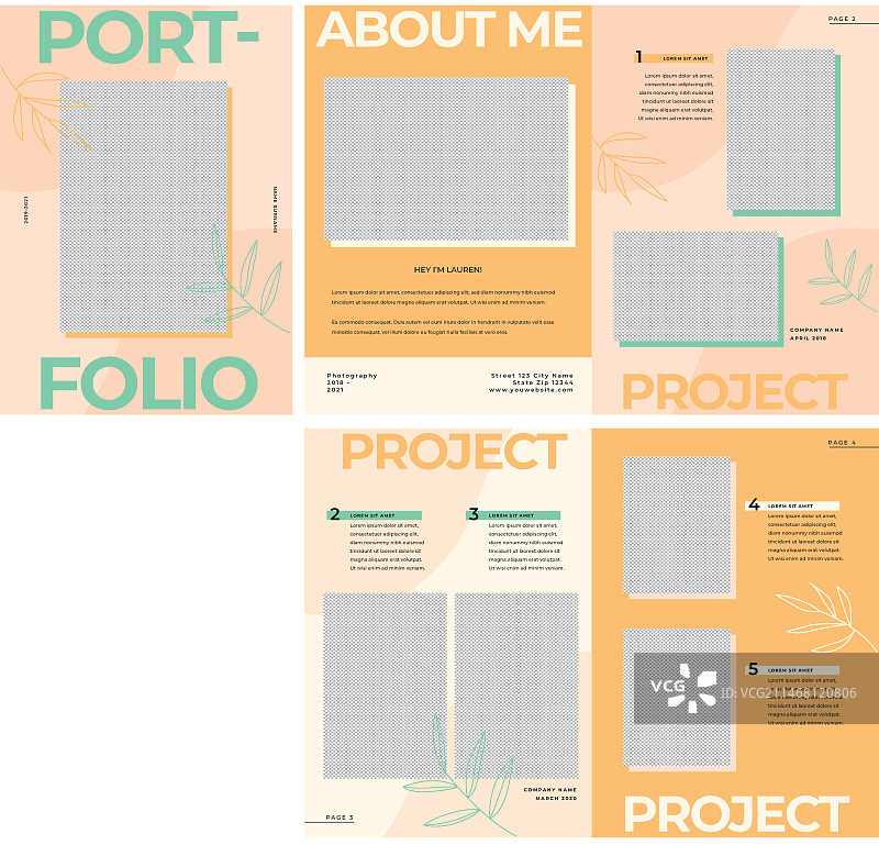 手绘作品集模板图片素材