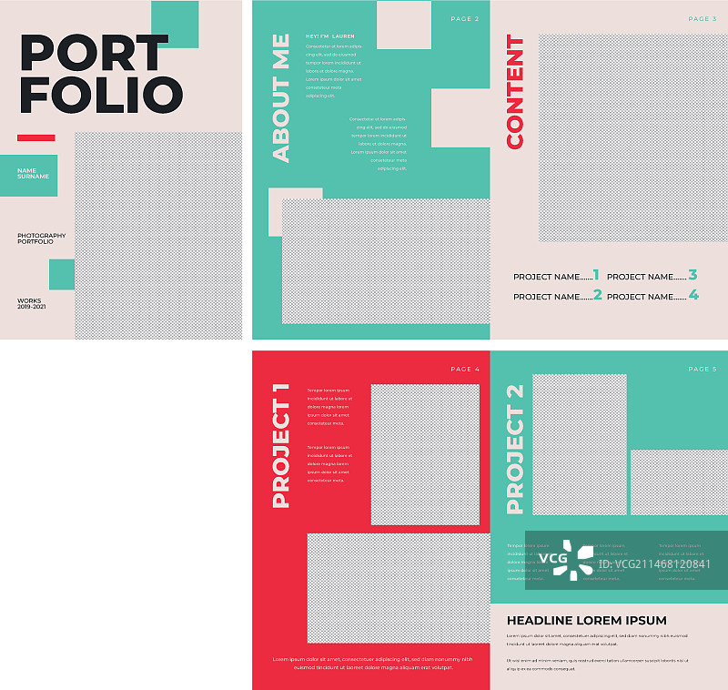 创意作品集模板扁平化设计图片素材