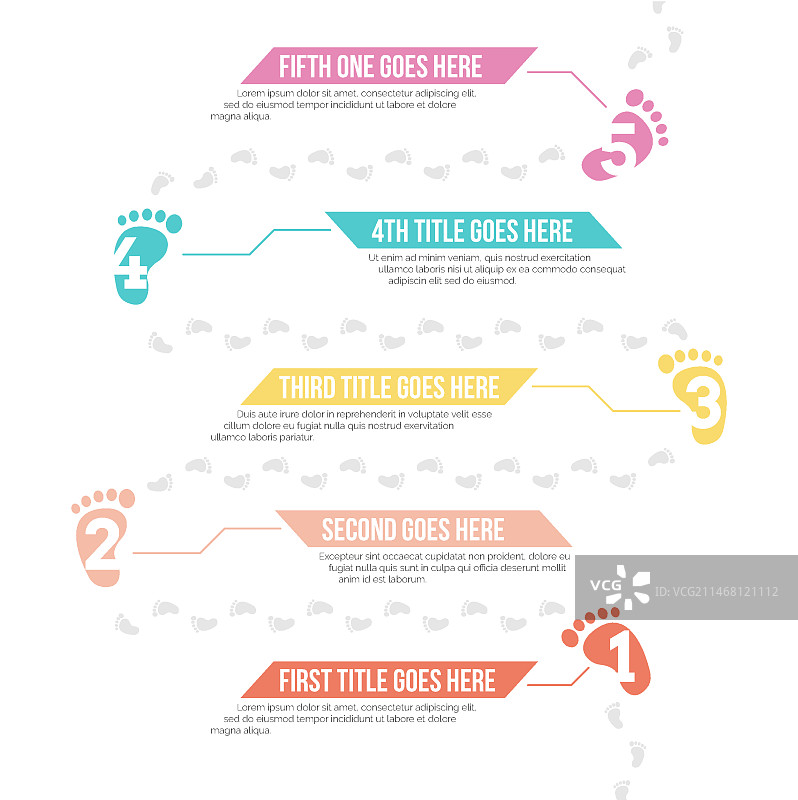 扁平风格足迹信息图图片素材