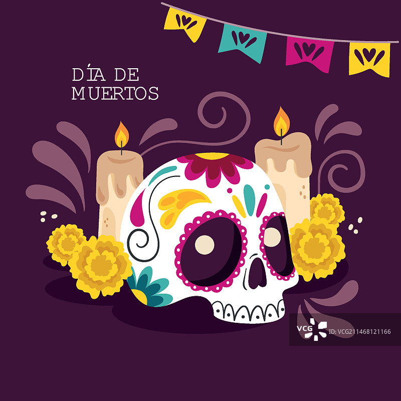 扁平风格亡灵节插画图片素材