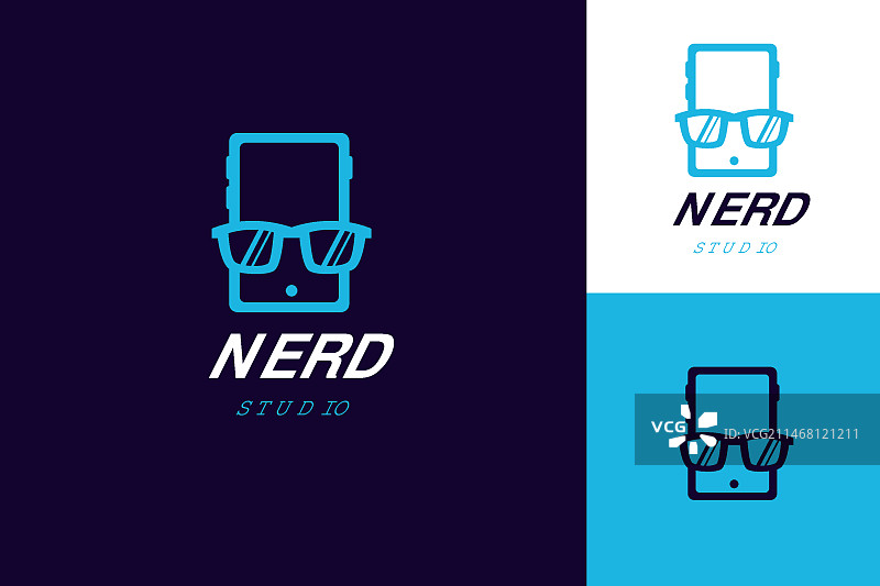 书呆子Logo扁平风格设计模板图片素材